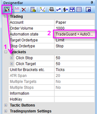 Bracket orders und metasentimentor im NanoTrader.